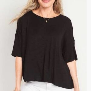 Luxe Oversized Short Sleeve Slub-Knit Tee Old Navy Blackjack Color 3X NWT